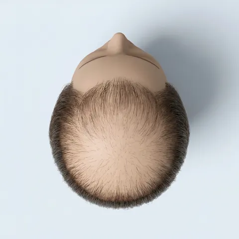 Top view: advanced thinning hair loss