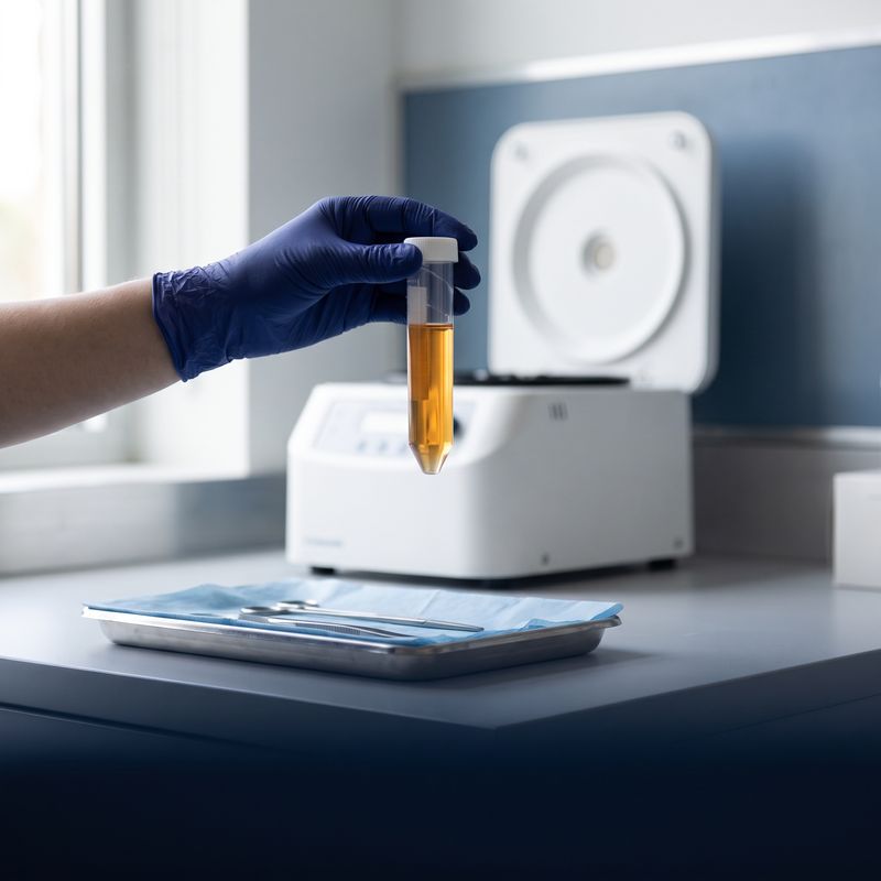 Platelet-rich plasma prepared for a PRP scalp session