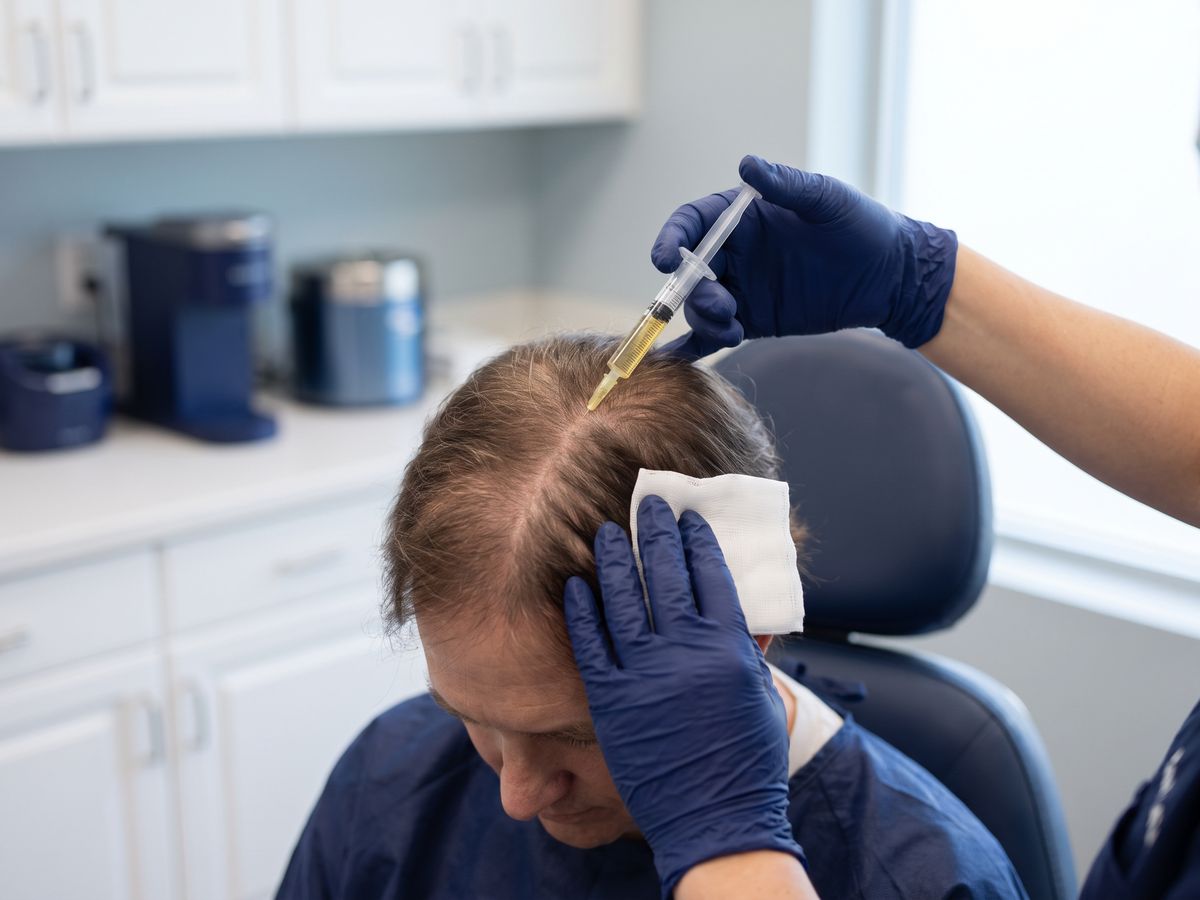 PRP injections placed in thinning scalp areas