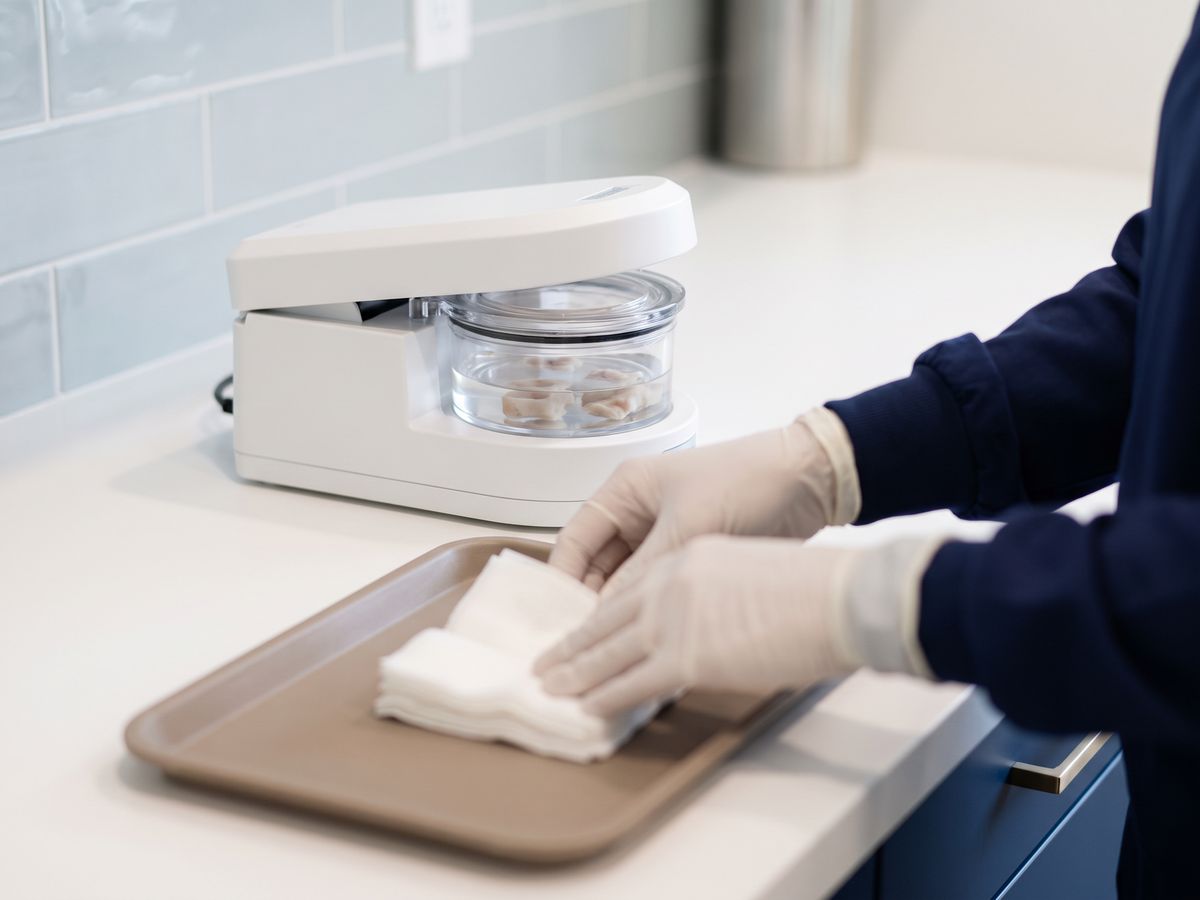 Closed sterile device processing small scalp samples