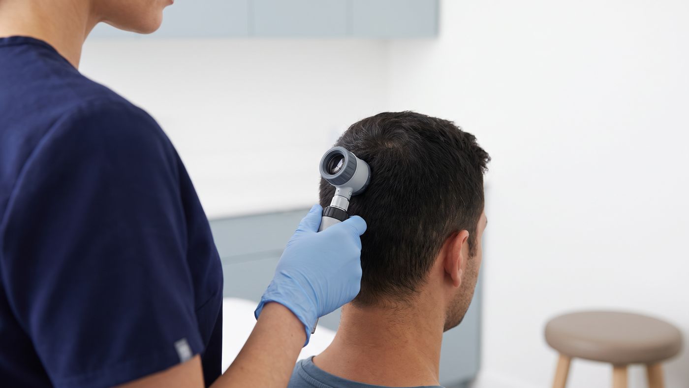 Donor density is checked under magnification before a graft count is set.